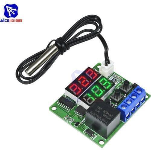 Diymore W1219 Thermostat Dual LED Digit Temperature Meter Switch Control with NTC Temperature Sensor Probe Thermgraph DC 5V/12V