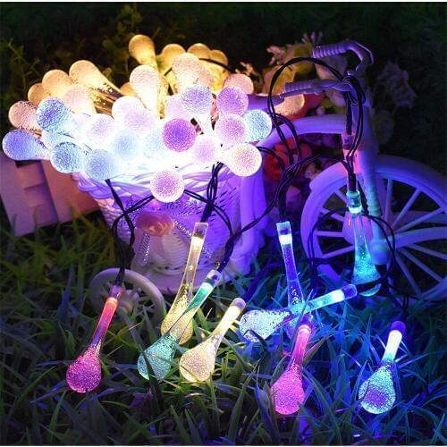 20/30/50/60LED Solar Light Outdoor Fairy String Light Water Drop Christmas Light Waterproof For Party Room Decor Garden Lamp