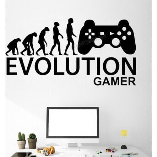 Video Game Controller Wall Decals Gamer Evolution Gaming Wall Sticker for Playroom Kids Bedroom Decor Vinyl Wall Art Decals B162