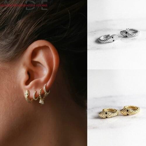 AIDE 925 Sterling Silve Small Round Hoop Earrings For Woman Brincos Snake Animal Women Earrings Korean Jewelry Boucle D’oreille