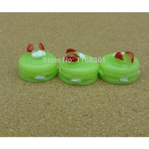 1pcs/lot resin flat back green strawberry cake 17mm Cabochons Scrapbooking Hair Bow Center Card Frame Making Craft DIY B003-2