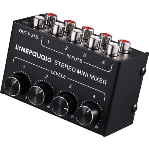1Pack Mini Stereo RCA 4-channel Passive Mixer Lossless Audio for Studio