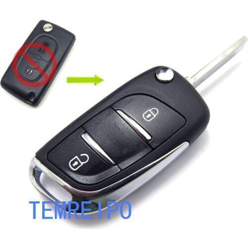 10pcs/lot 2 Buttons Modified Flip Folding Remote Key Shell Case For Peugeot 207 307 308 407 807