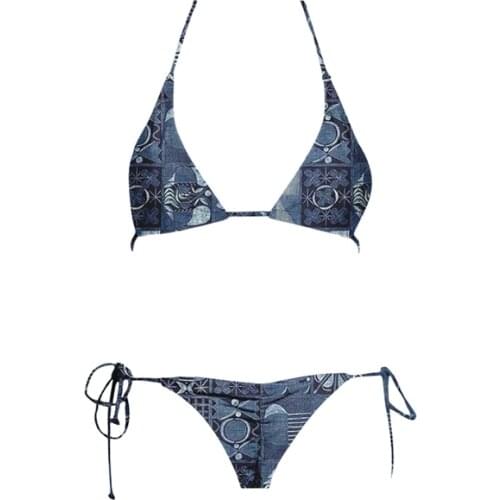 2021 Casual Sexy Beach DIY Custom Design Logo Adjustable T-shaped Micro Lace Women Bikini Forever Young Swimwear