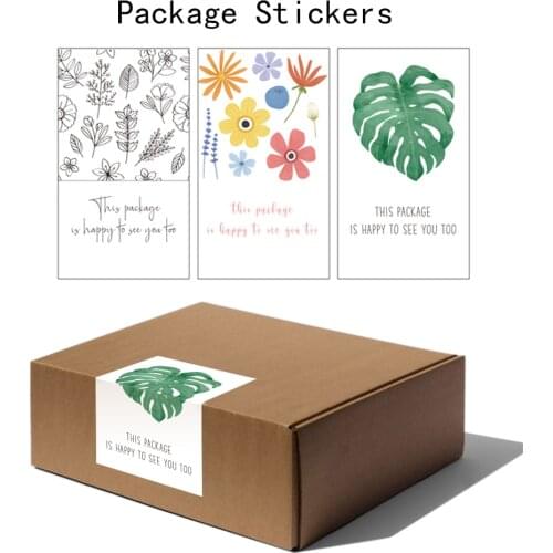 50Pcs/Pack "This Package Is Happy To See You Too" Flower Stickers Seal Label for Small Business Package Decor Thank You Sticker