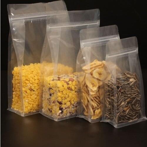 50pcs Eight-side seal transparent self-styled self-supporting snack zipper bag food candy gift coffee packing bags plastic pouch