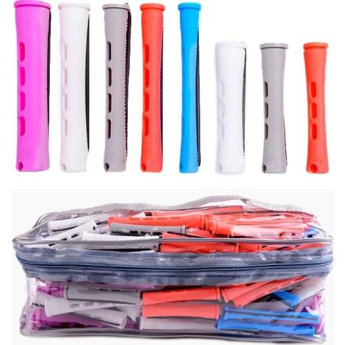 60/180pcs Hair Rollers with Rubberbands Multiple Sizes Plastic Curler Hairdressing Cold Perm Rods Bars Fluffy Hair Maker 1519