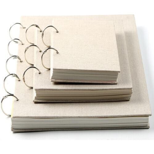 160 GSM Retro Sketchbook Linen Hardcover Loose Leaf SketchBook Notebook Suitable for Pencils Fountain Pens Colored Gel Pens Gift