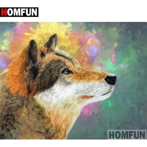 HOMFUN Full Square/Round Drill 5D DIY Diamond Painting "Wolf" Embroidery Cross Stitch 5D Home Decor A16477