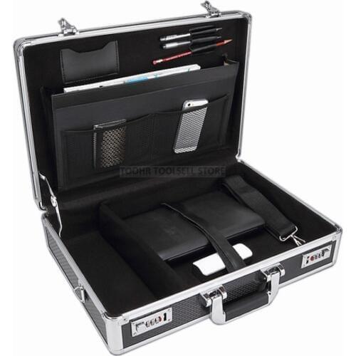 Aluminum Tool case suitcase toolbox password box File box Impact resistant safety case equipment camera case 375x300x95mm