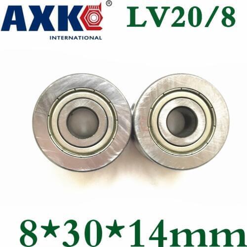 Axk 10pcs High Quality Abec-5 Z2v2 V Groove Guide Roller Bearings Lv20/8 Zz V-30 Rv20/8-10 8*30*14 Precision Double Row Balls