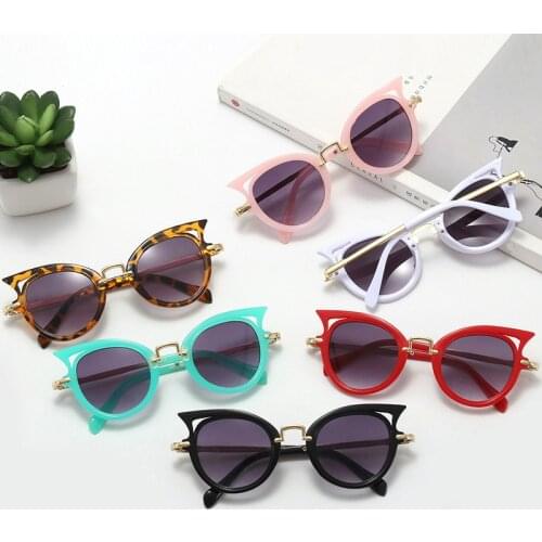 Pink Cat Eye Sunglasses Kids Fashion Metal Round Sunglasses Children Girls Boys Vintage Sun Glasses UV400 Gafas De Sol Mujer