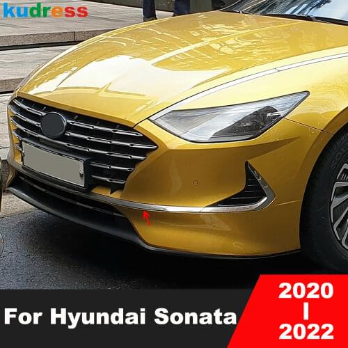 For Hyundai Sonata 2020 2021 ABS Carbon Fiber Car Front Bumper Anti-scratch Strip Trim Protector Styling Exterior Accessories