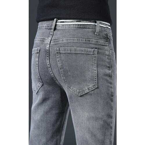 Top quality 2020 Spring Autumn Stretch Solid Casual Slim Fit teenagers student men jeans cowboy leisure male youth trousers