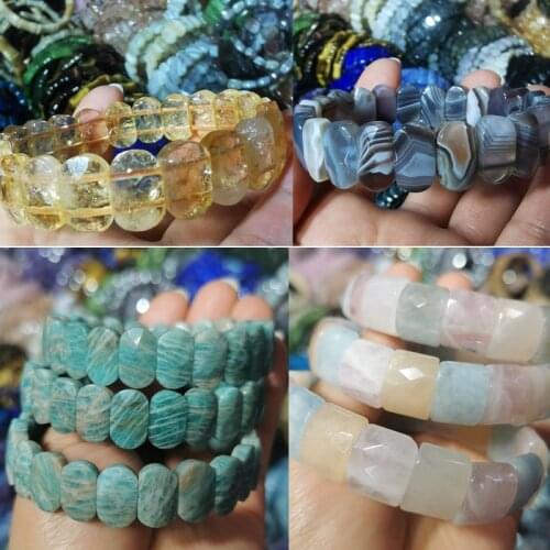 2021 Natural Stone Beads Tiger Eyes/Amethysts Elastic Rope Bangles & Bracelets Handmade Jewelry Energy Bracelet for Women or Men