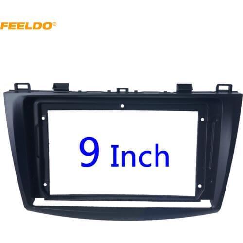 FEELDO Car Audio 2Din 9" Big Screen Fascia Frame Adapter For Mazda 3 DVD Player Installation Panel Frame Kit #HQ6449