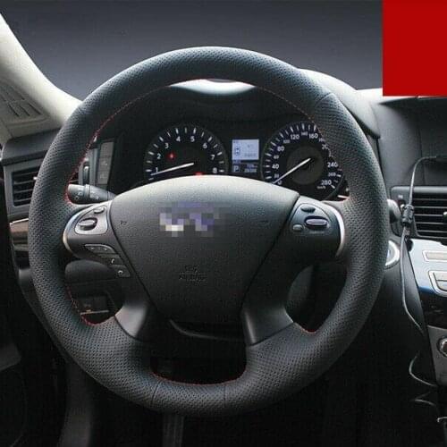 For Infiniti Q70l Black Hole Leather Steering Wheel Stitch on Wrap Cover anti-slip design all season
