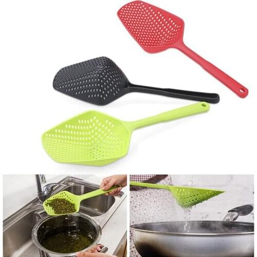 No-stick Drain Colander Kitchen Strainer Scoop Food Drain Shovel Nylon Slotted Skimmer With Handle For Kitchen Cooking Baking