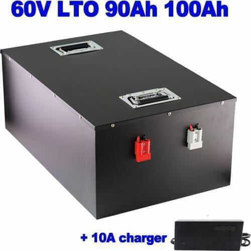 LTO 60V 90Ah 100Ah lithium titanate Battery Solar wind energy AGV food truck tricycle electric garbage truck EV RV +10A charger