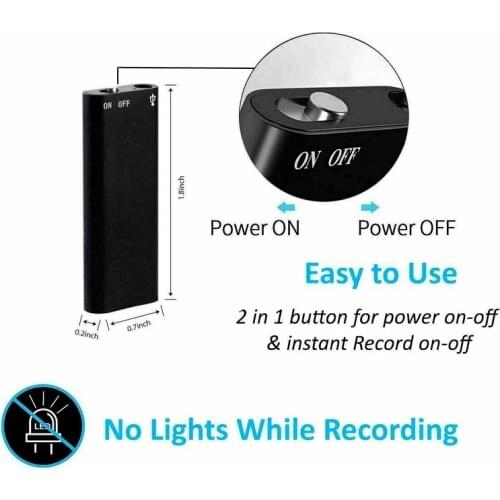 32GB Mini Audio Recorder Voice Listening Device 96 Hours Bug Recording Voice Activated Recorder Portable Audio Digital Recorder