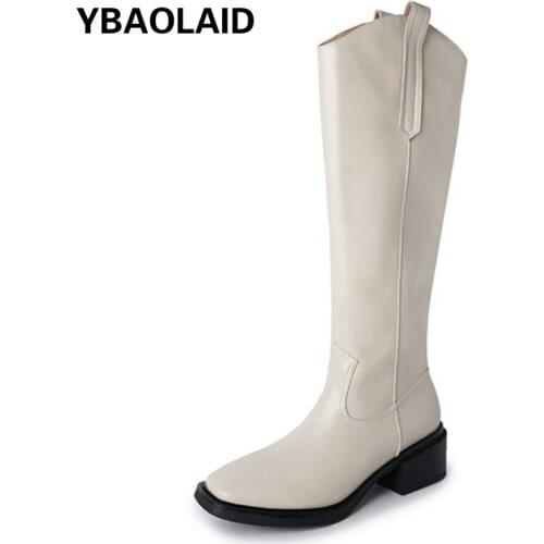 Fashion Round Head Sleeve Thick Heel High Boots 2021 Autumn and Winter New Solid Color V Mouth But Knee Long Knight Boots