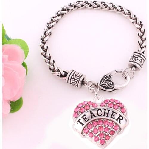 Fashion TEACHER charm bracelet link chain