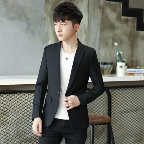 Fashion New Casual Single Button Mens Muits Men Blazers Long Sleeves Black Grey Red Suits Cotton Black Red Blazer