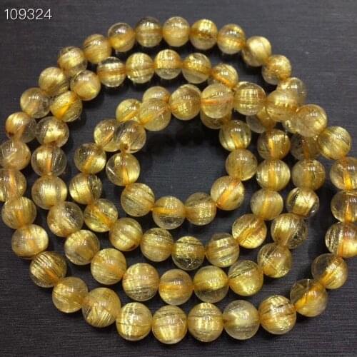 6mm Natural Brazil Gold Rutilated Quartz Bracelet Jewelry For Women Men Wealth Luck Crystal Round Beads Gemstone Stretch AAAAA