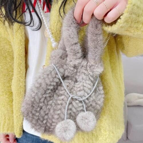 2021 New Mink Fur Woven Fur Handbag Cute Bag Fashion One-Shoulder Messenger Bag Female Bag Messenger Bag Soft And Warm Fur Bag