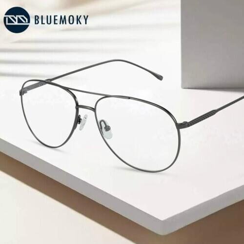BLUEMOKY Pure Titanium Pilot Glasses Frame For Men Oversize Optical Myopia Eyeglasses Goggles Prescription Eye Glasses Frame