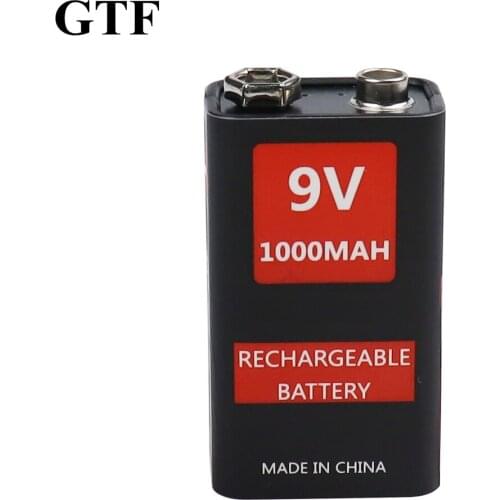 Rechargeable lithium battery usb, gtf, 9v, 1000mah, for multimeter, microphone, toys, remote control, micro-usb
