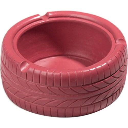 Hot Resin Ashtray without Lid Creative Tire Tyre Shaped Ashtray with Rest Slot Home Decor for Office Bar