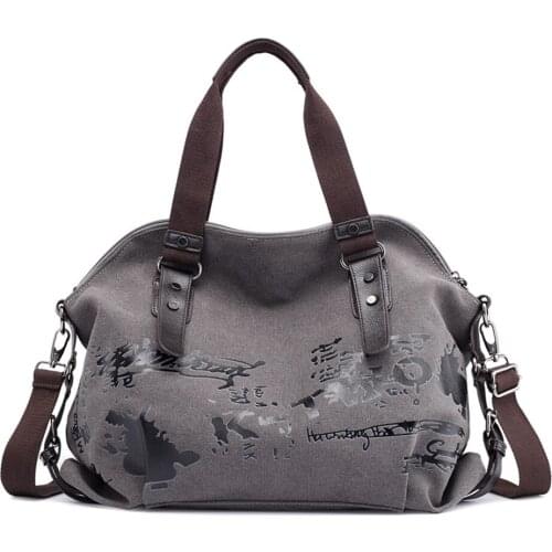 Womens Shoulder Bags Vintage Graffiti Canvas Handbags Casual Female Sac Ladies Totes Fashion Large Crossbody Bag