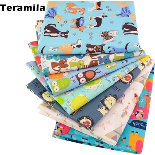 Teramila 100%Cotton Twill Fabric Home Textile DIY Patchwork for Sewing Cloth Cartoon Dog Pet Style Quilt Needlework By the Meter