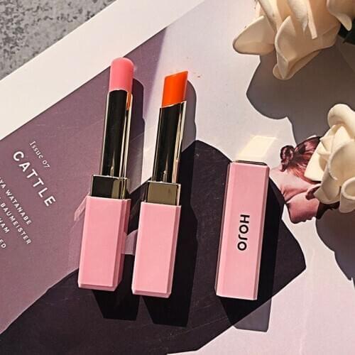 1 PC Hojo moisturizing lipstick pink orange color full lip care waterproof long lasting temperature convers color jelly lipstick