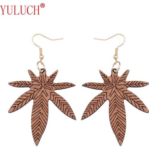 YULUCH Natural African New Design Fashion 3 Color Maple Leaf Wooden Pendant for Personality Womens Fashion Jewelry Gifts