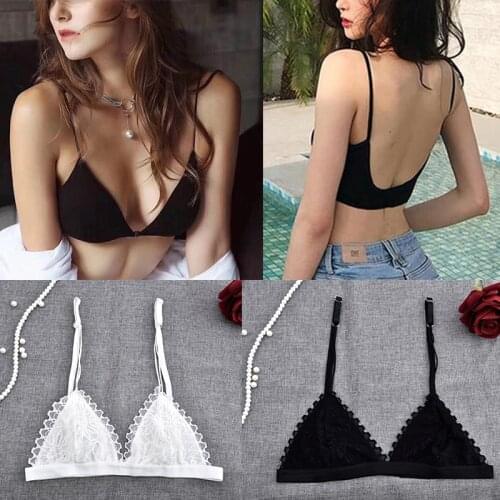 Women Bra Bralette Set French Style Lace Bra Girls Triangle Cup Lingerie Deep V Wireless Underwear Soft Thin Seamless Intimates