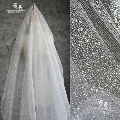 Stiff Mesh Tulle Fabric Fluorescent Silver DIY Background Decor Patchwork Stage Skirt Gown Wedding Dress Lace Designer Fabric