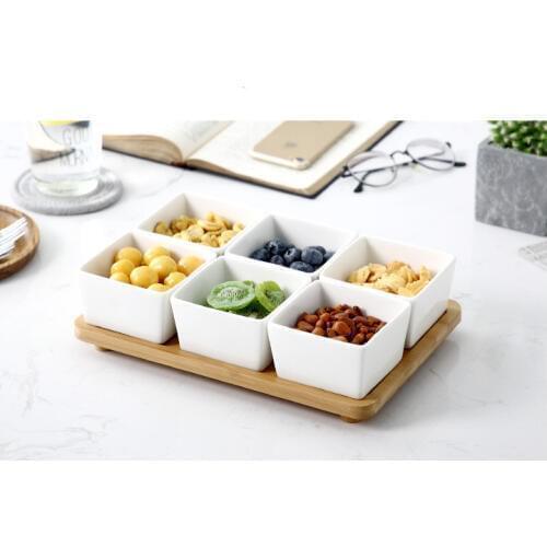 1SET New Creative Dried Fruit Box Fruit Disc Japanese Cover Fruit Disc Ceramic Dug Candy Snack Disc OK 0887