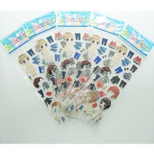 20 Sheets Dress Up Girl 3D Stickers DIY Scrapbook Stationery Diary Stickers Kids Children Gifts School Rewards