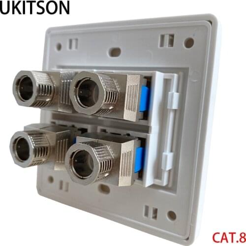 4 Ports CAT8 RJ45 Outlet Socket 40Gbps 2000MHz Network Speed Four Plug CAT.8 Internet Wall Panel In White Black