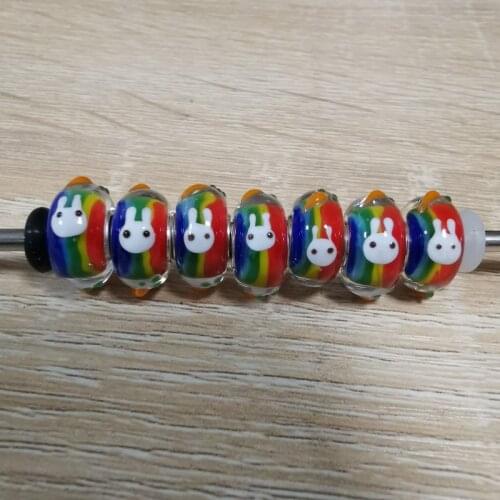 Authentic 925 Sterling Silver Rainbow Color Murano Glass Beads Charms Fit For European Original Bracelets & Necklace DIY Beads