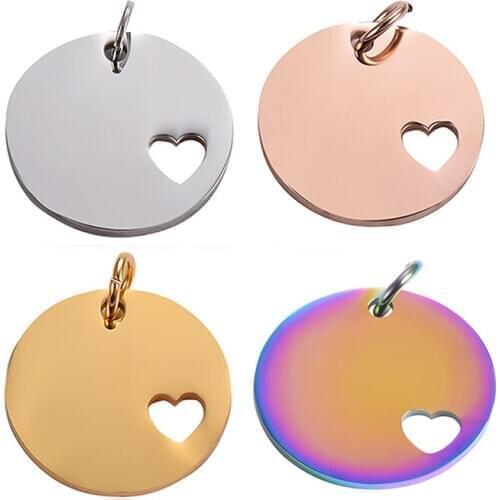 Wholesale 10Pcs 25mm Stainless Steel Pet Tag Round Dog Cat Pet Name Phone Number ID Tag Pendant Necklace Jewelry
