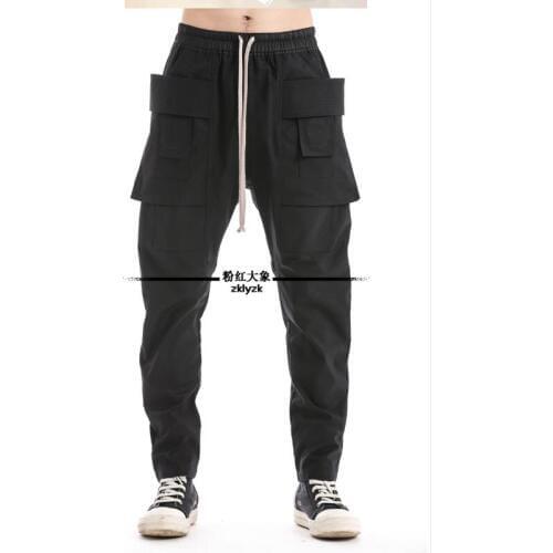 28-46 2020 New Plus Size Men Clothing Tooling Casual Trousers Black Tide Harem Pants Hairstylist Personality Elastic Waist Pants
