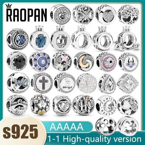 RAOPAN Four-leaf clover petals love tree crown classic love beads charm 925 silver original pendant diy female jewelry