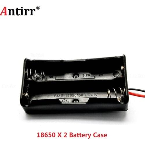 Black Plastic 2x 18650 3.7V Battery Storage Box Case Cover 2 Slots Way DIY Batteries Clip Holder Container With Wire Leads Pin