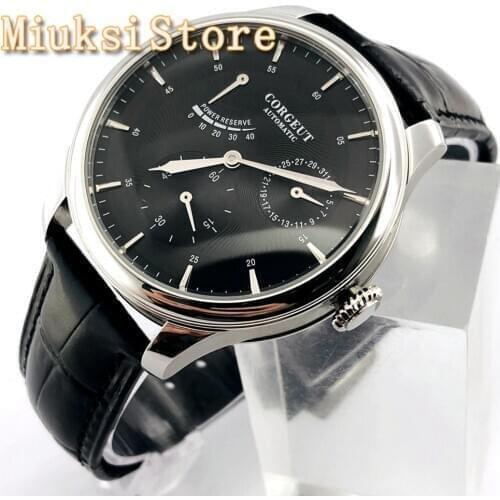 CORGEUT 2020 new 40mm mens top power reserve watch date black dial Seagull ST1780 movement mens automatic watch