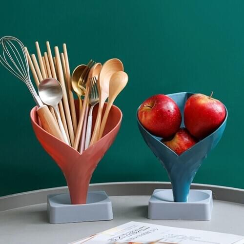 Nordic Decoration Chopsticks Cage Fruit Baskets Kitchen Storage Container Plastic Funnel Drain Rack Multifunction Room Organizer