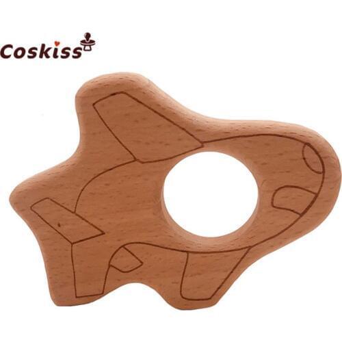 Beech Wooden Fighter Handmade Baby Wooden Teether DIY Wood Personalized Pendent Eco-Friendly Safe Baby Teether Toys