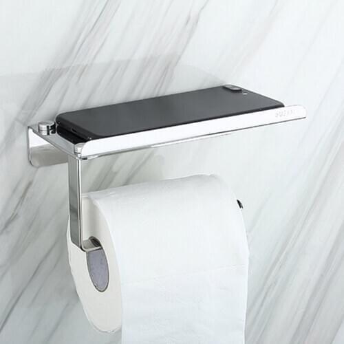 Stainless Steel Toilet Paper Holder Mobile Phone Storage Shelf Wall Mounted Rack Roll Paper Kitchen Tool Bathroom Accessories